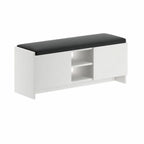Schuhbank mit Türen und Kissen 110x40H cm weiß - Zulla