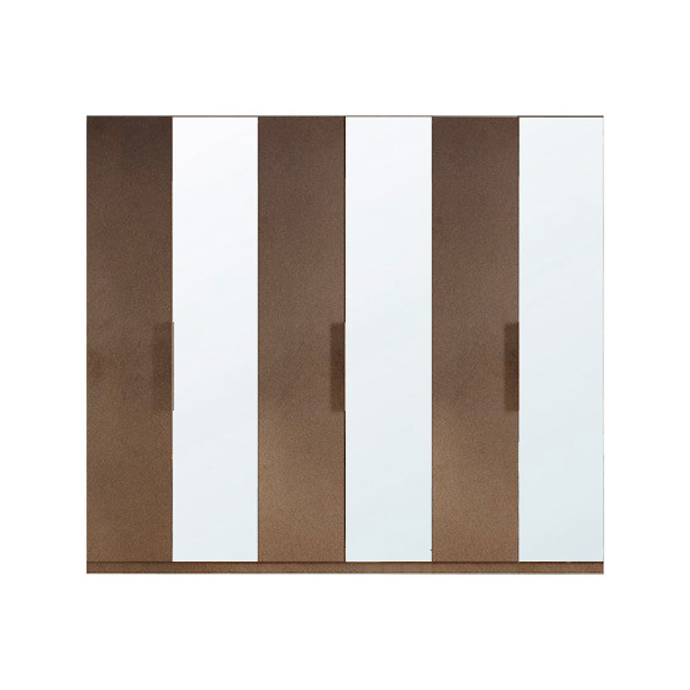 Armadio 275 cm con 6 ante battenti colore bronzo con specchi bronzati