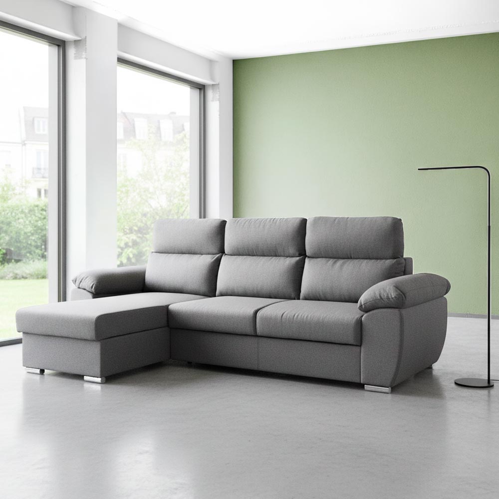 Graues ComoII Sofa mit Stauraumpeninsula Stoff giulia9713