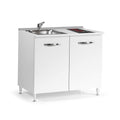 Cucinino con lavello e piano cottura in vetroceramica 2 ante colore bianco larice 80x60x85H cm - Miniki