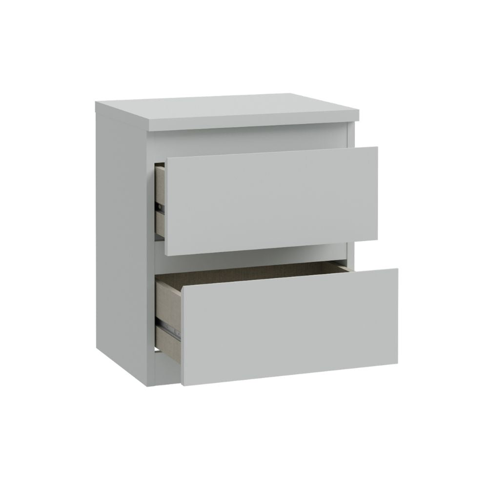 Chevet 2 tiroirs couleur gris glace 41.8x32.2x49.3H Morgan