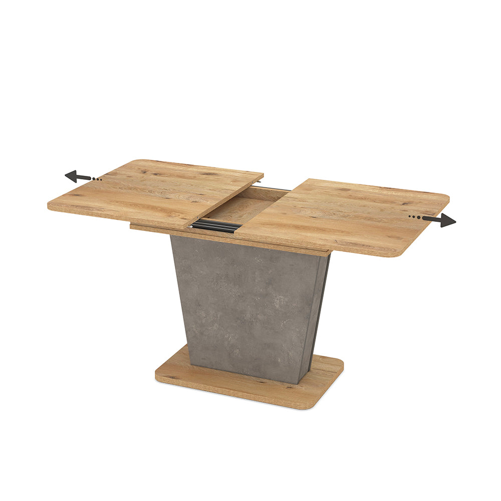 Tavolo allungabile con piano e base rovere e struttura portante finitura cemento 120x75x76H Lali