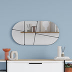 Miroir mural ovale avec design abstrait et fond noir 80x40H Otis