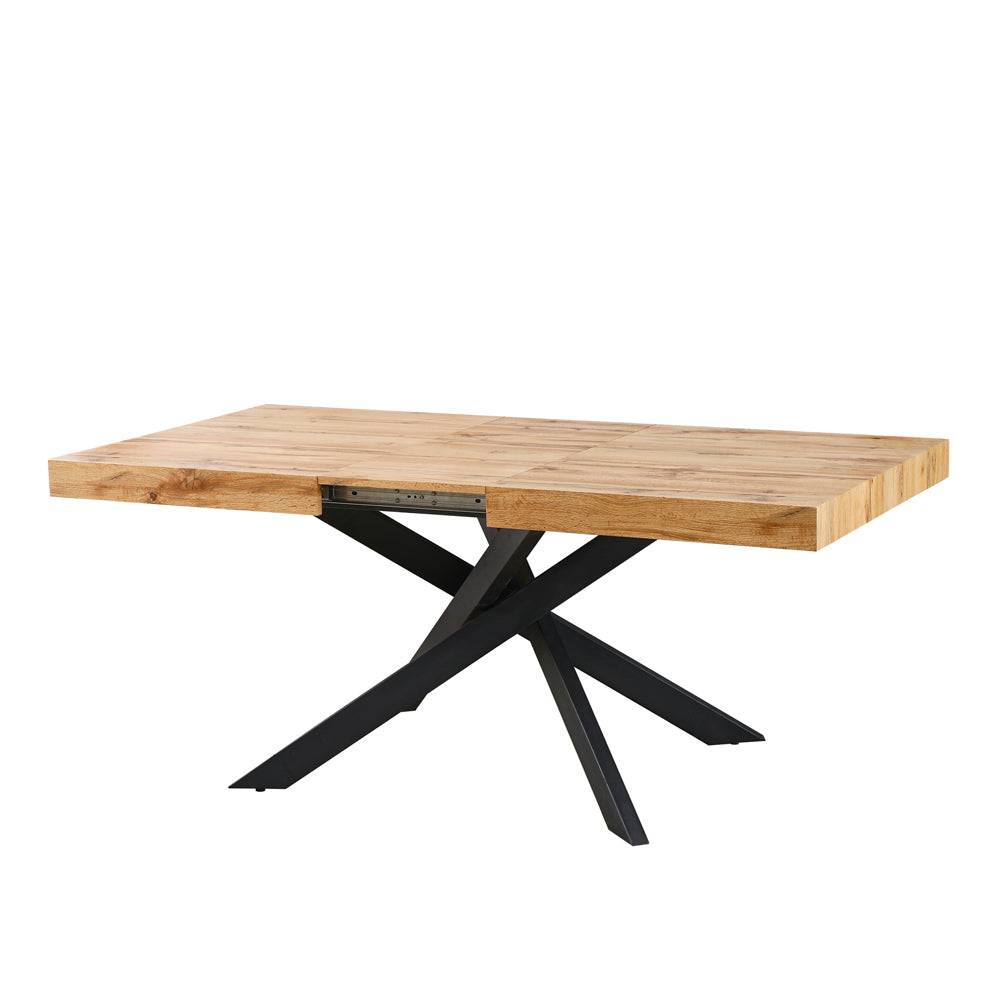 Tavolo allungabile con piano colore rovere e base nera 160x90 cm - Belinda