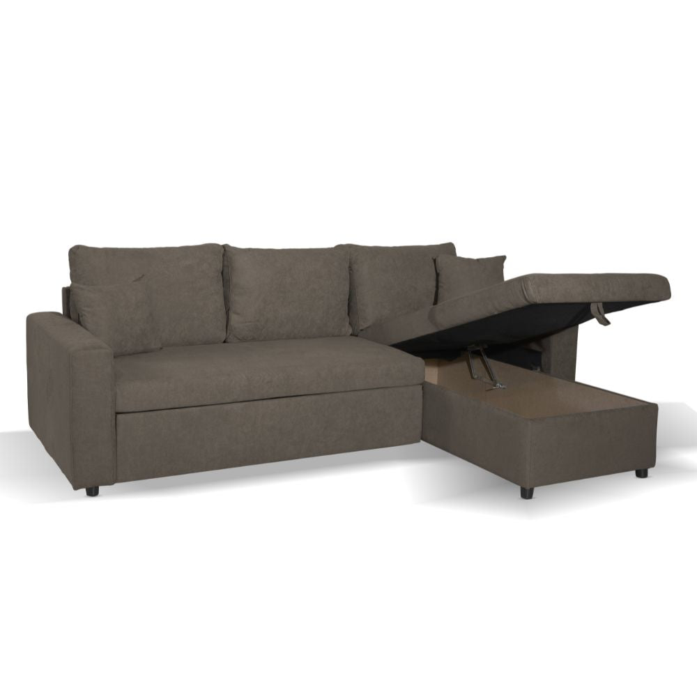 Divano angolare con penisola reversibile Golf e letto estraibile tessuto Enjoy 9 Khaki