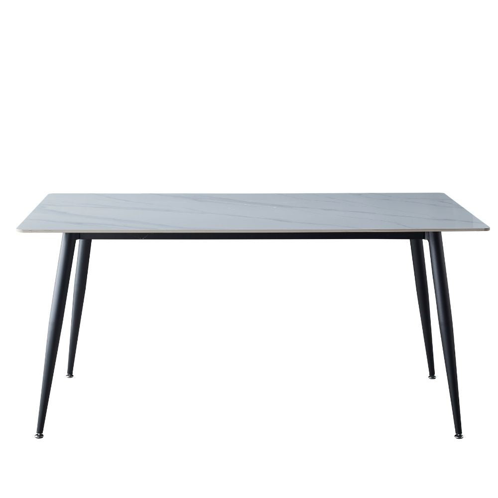 Tavolo con top ceramica effetto marmo bianco 140x80 cm - Mila