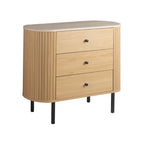 Comodino con top effetto travertino e fianchi listellati colore rovere oak 80 cm Fabia03A