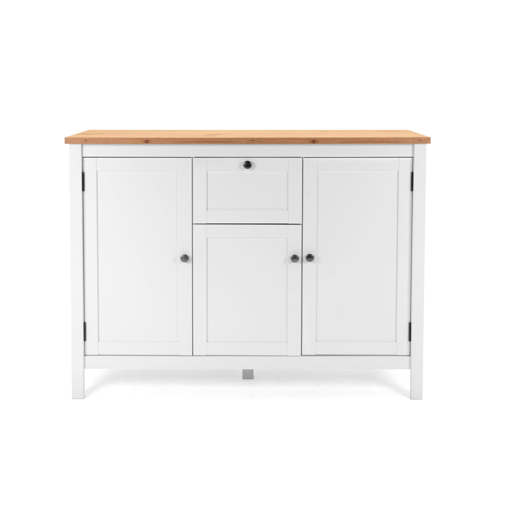 Madia 3 ante e 1 cassetto colore bianco e top artisan rovere 120 cm Bergen57