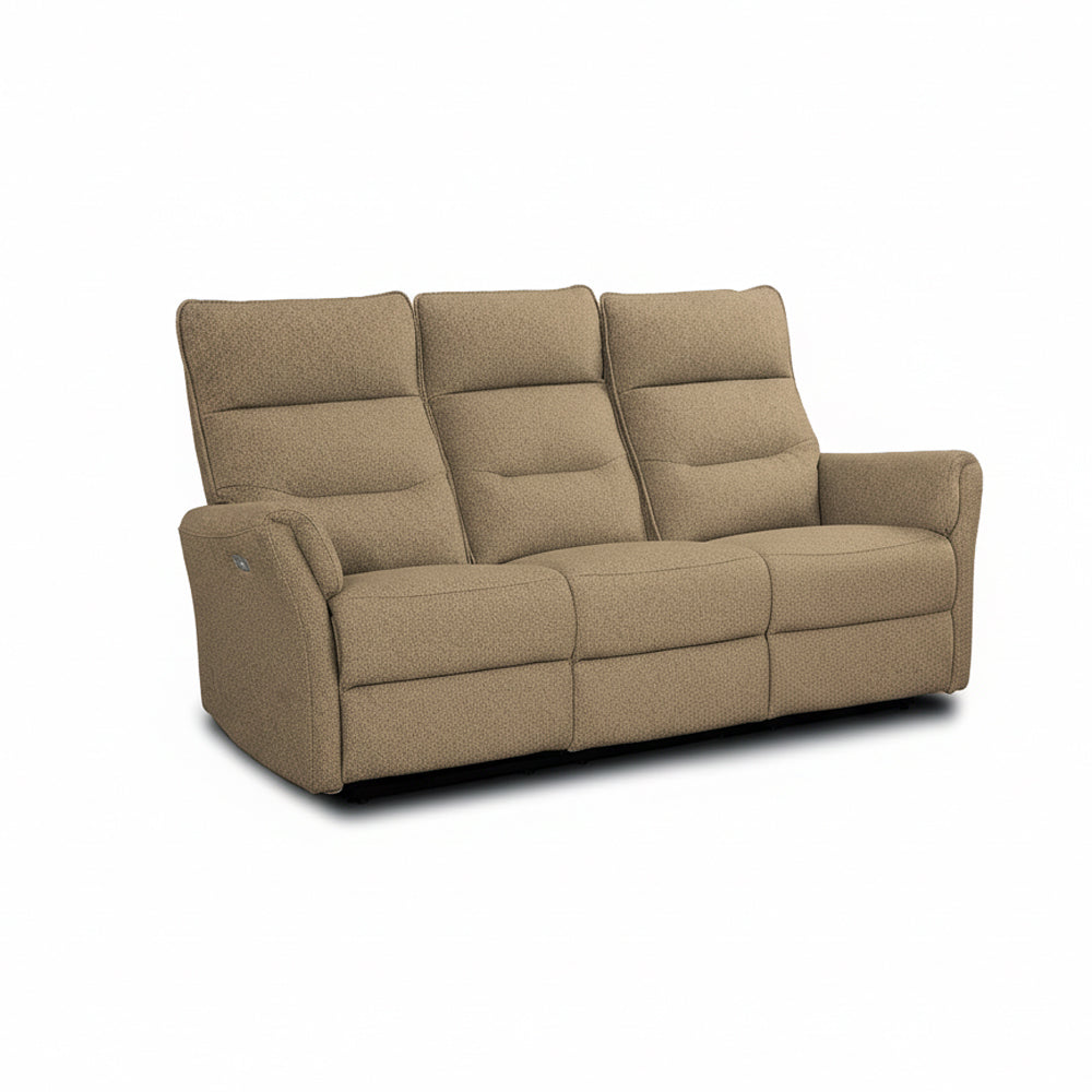 Set Divano 2 Posti + Divano 3 Posti + Poltrona Recliner Elettrica in Tessuto Camel Softwave