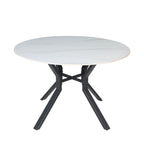 Tavolo rotondo Ø120 con piano in ceramica bianco lucido e struttura nera Aurora