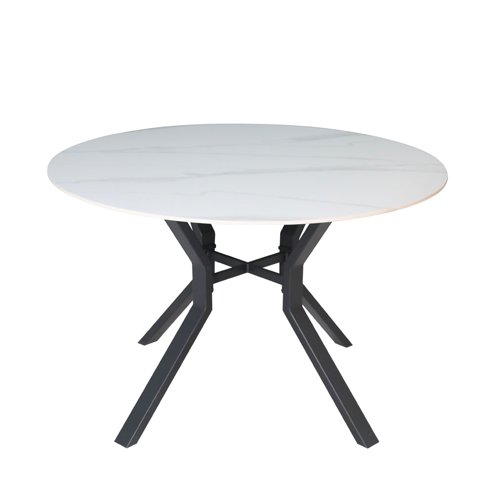 Tavolo rotondo Ø120 con piano in ceramica bianco lucido e struttura nera Aurora