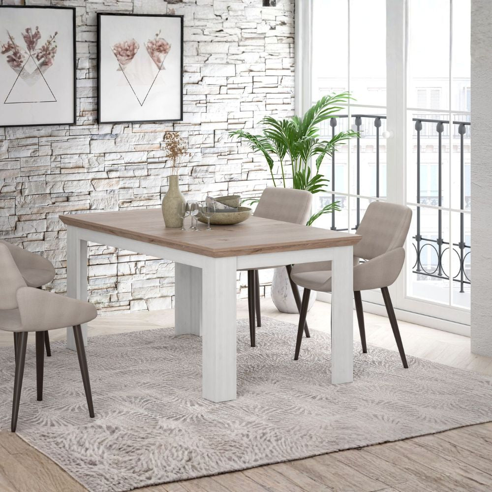 Tavolo allungabile con gambe squadrate colore rovere e bianco Forma