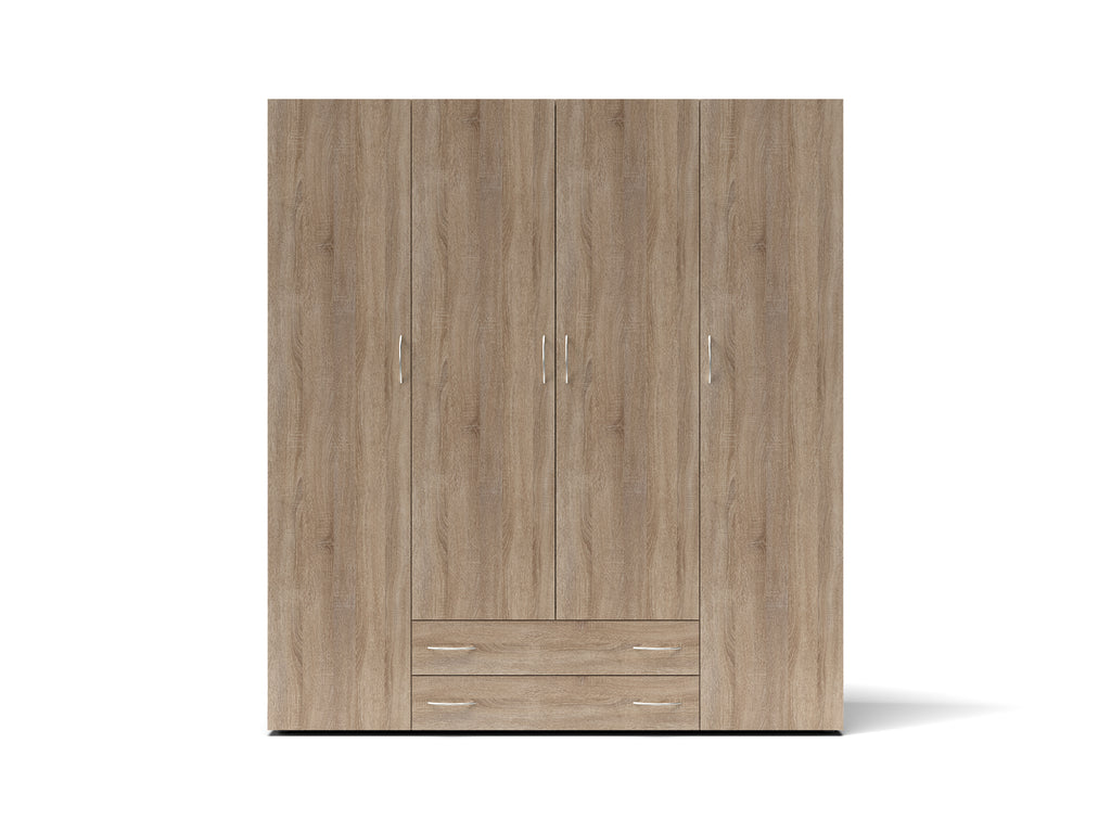 Kleiderschrank mit 4 Türen und 2 Schubladen, weiß, 160x177H cm - Seba 4