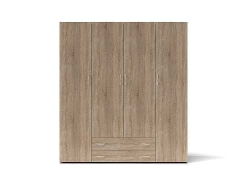 Armadio con 4 ante e 2 cassetti colore bianco 160x177H cm - Seba 4