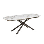 Tavolo allungabile girevole piano ceramica effetto marmo bianco 140x90x76H Astrid