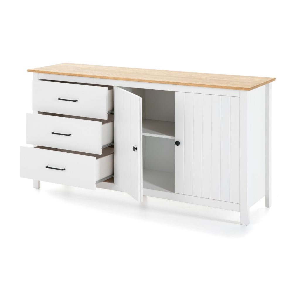 BUFFET MIRANDA 2 PORTES 3 TIROIRS BLANC/PIN (13196)