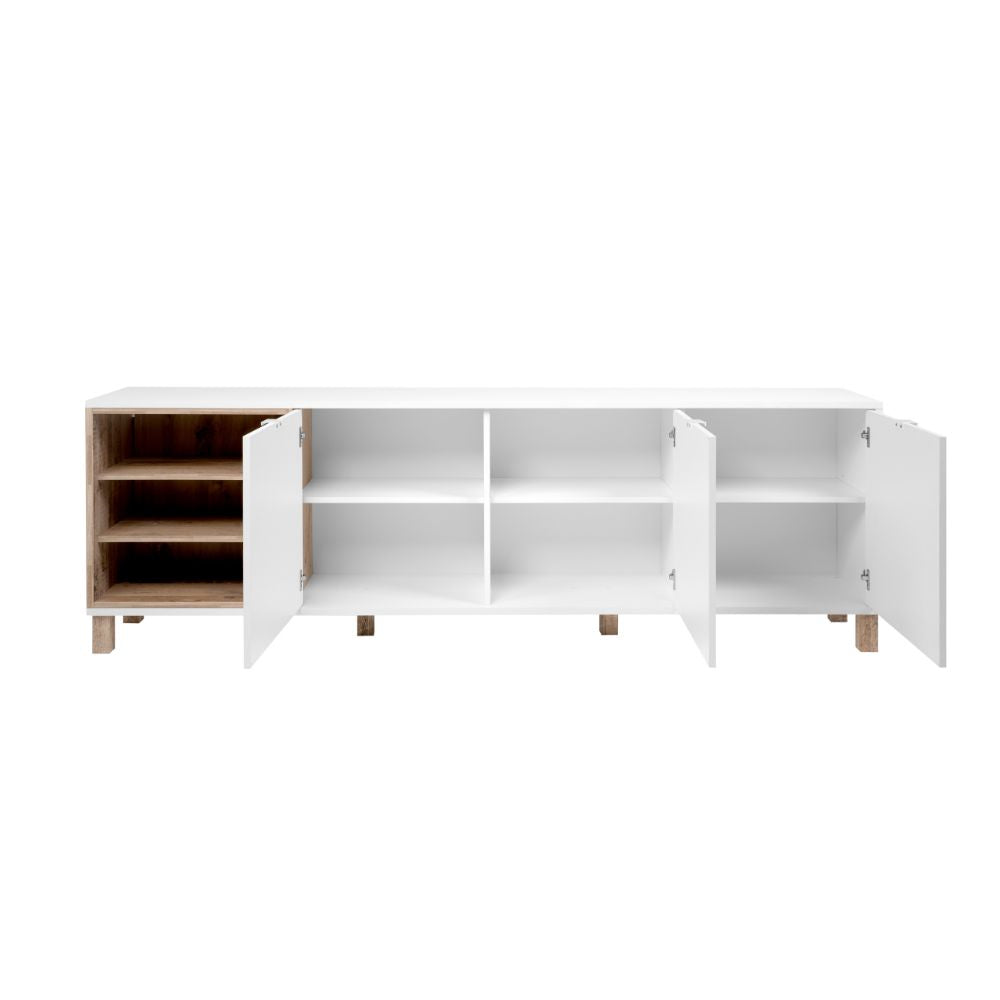 Madia 3 ante porta TV 200x35x64,5 colore bianco rovere Menorca57A
