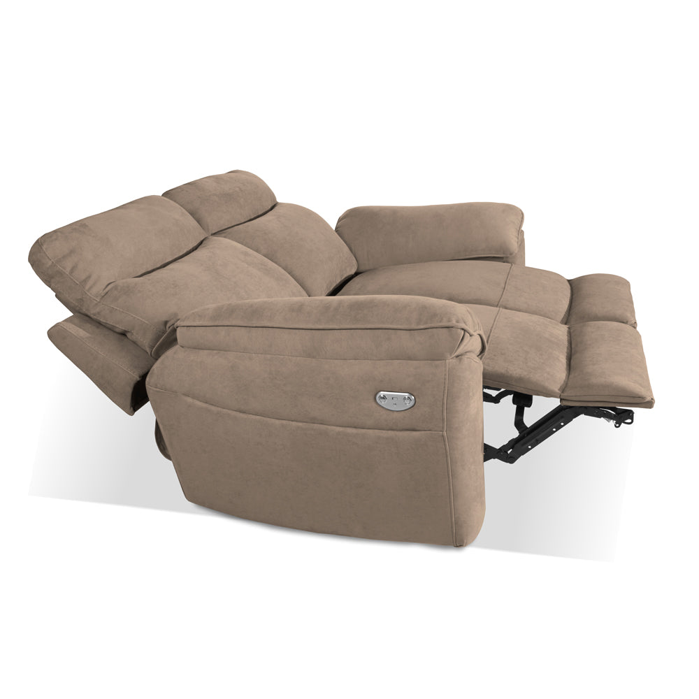 2-Sitzer-Sofa mit elektrischer Relaxfunktion, Stoffbezug Cappuccino 160x102H cm - Yuston