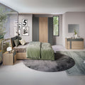 Camera da letto completa con letto contenitore e armadio 6 ante battenti colore grigio e noce - Faba