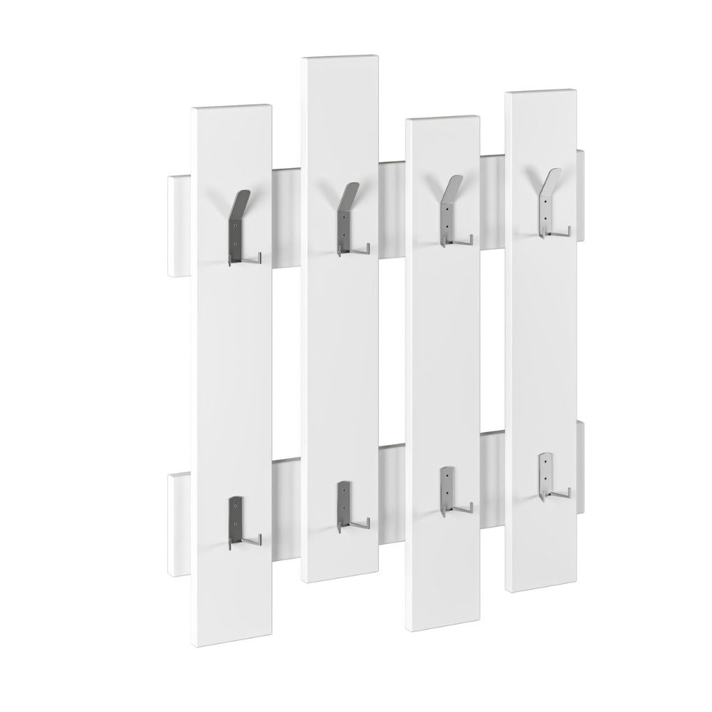 Appendiabiti a muro in legno con 8 ganci 64x81h cm colore bianco - Wave