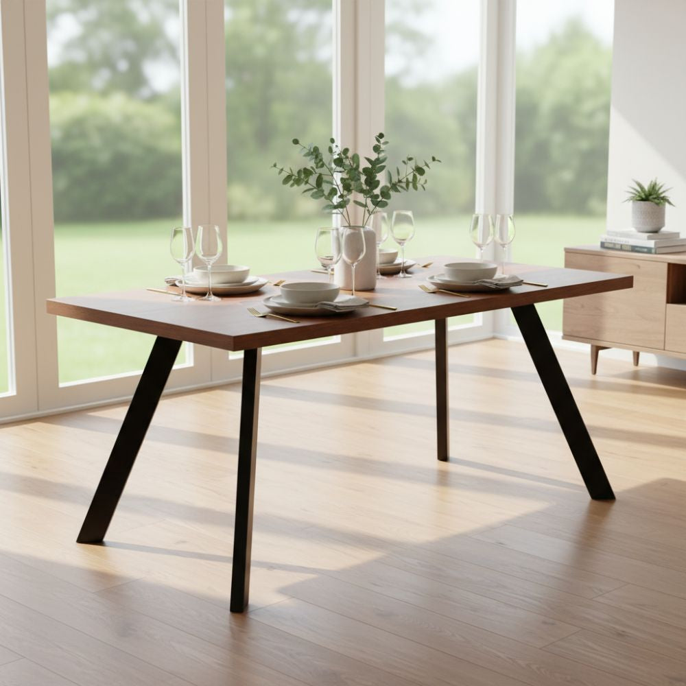 Tavolo da pranzo 180×100 cm colore rovere noce e acciaio antracite Marburg