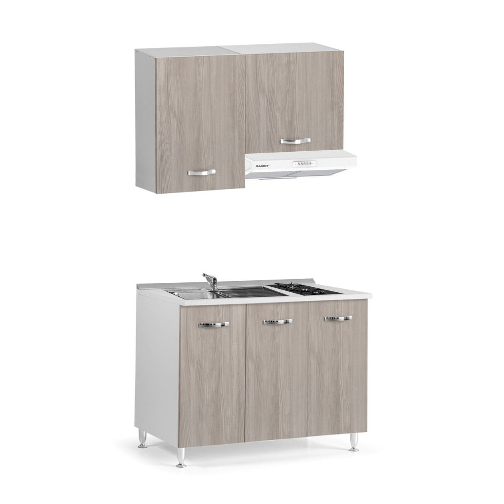 Cuisine monobloc complète couleur orme 120 cm - Sara