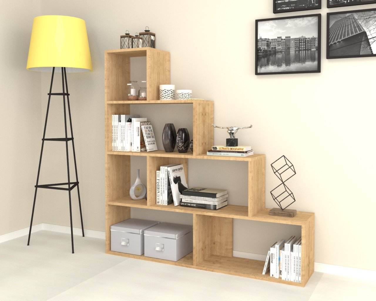 Libreria a scala 145x145 cm. colore rovere - Alis