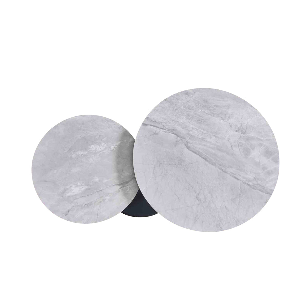 Tavolino doppio in ceramica grigio lucido con struttura nera Gleam