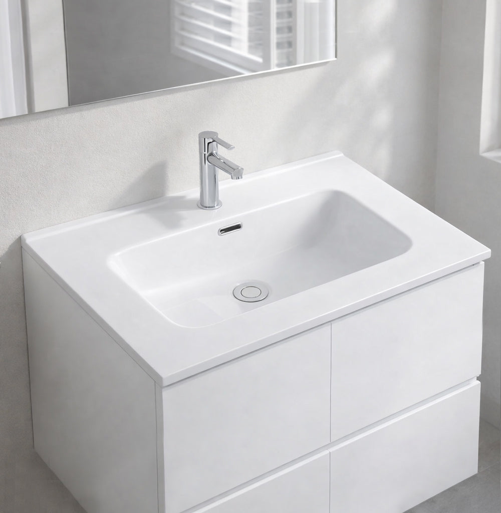 Aufsatzwaschbecken 1 Becken aus Keramik für das Bad, weiß glänzend, 71x46,5 LAV9070S