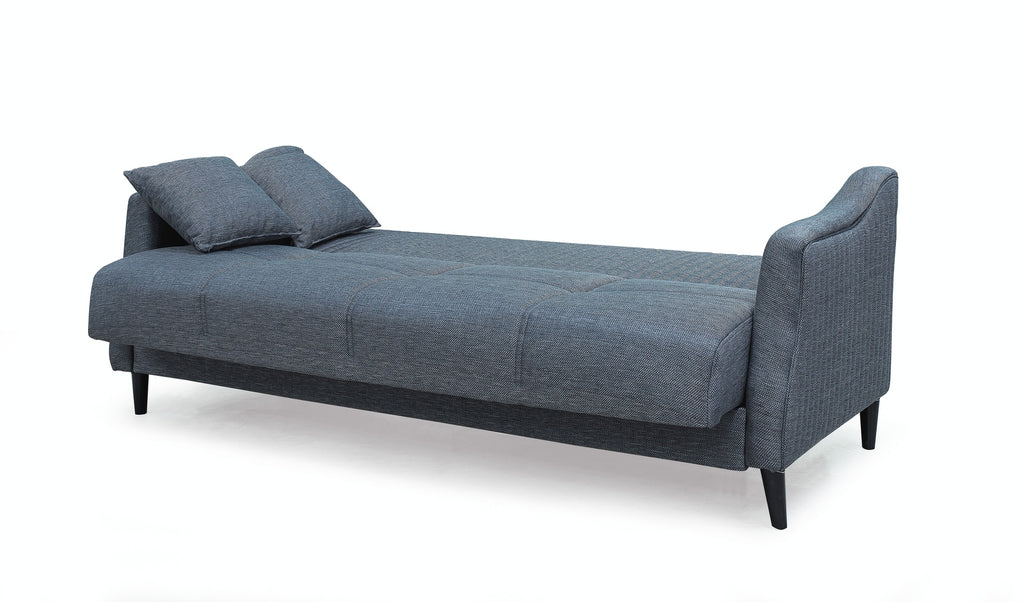 Divano 3 posti con letto e contenitore in tessuto grigio - Montana