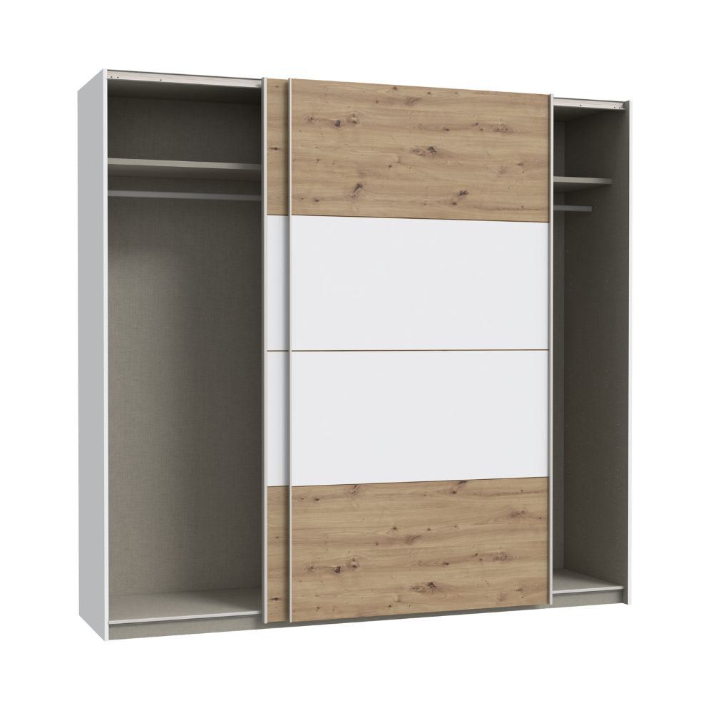 Armadio 2 ante scorrevoli rovere e bianco 170x61x210.5H Elio