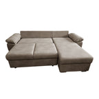 Divano letto con penisola reversibile e contenitore colore cappuccino 260x182x89H Alberta