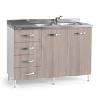 Mobile sottolavello con cassettiera sinistra e lavello incluso colore olmo 120 cm