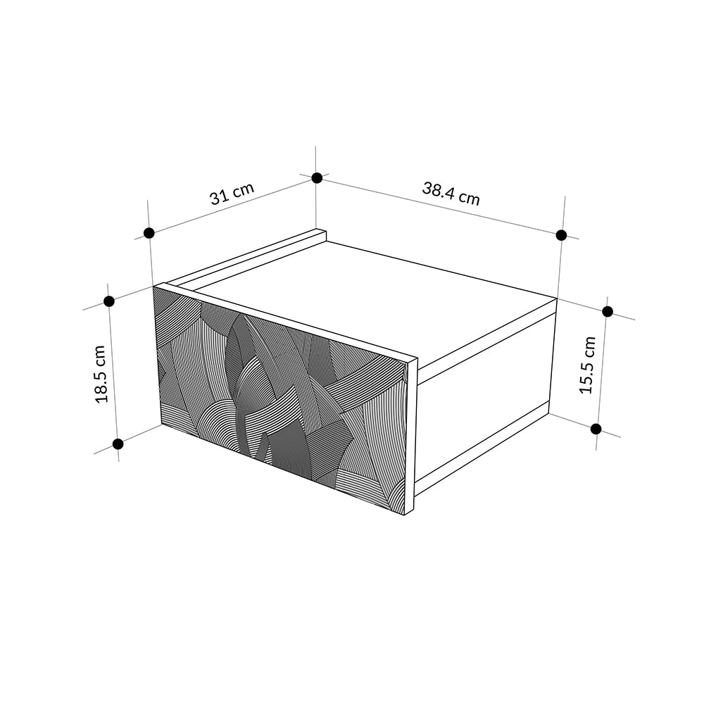 Comodino sospeso con cassetto e luci integrate 40 cm bianco e cashmere Onda