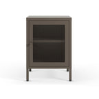 Comodino in metallo mocha con anta reticolata 40x35x60H Fayna