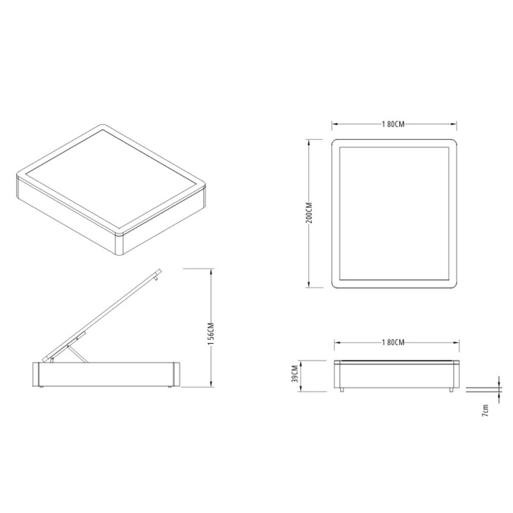 Letto matrimoniale con contenitore in tessuto tortora 180x200 Sommier