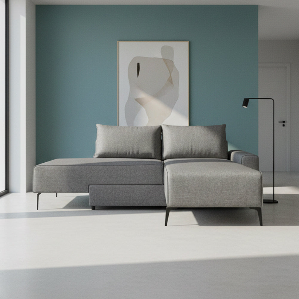 Modulares 3-Sitzer-Schlafsofa mit ausziehbarer Chaise Longue grau 290x75H cm - Armada