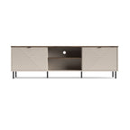 Mobile porta Tv 2 ante design geometrico e vani a giorno cashmere e top rovere Mirage03