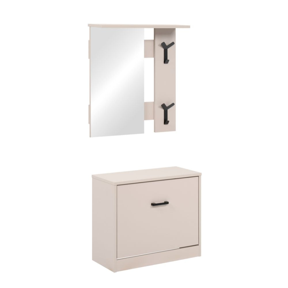 Mobile ingresso con specchio, appendiabiti e scarpiera colore beige Limone41A