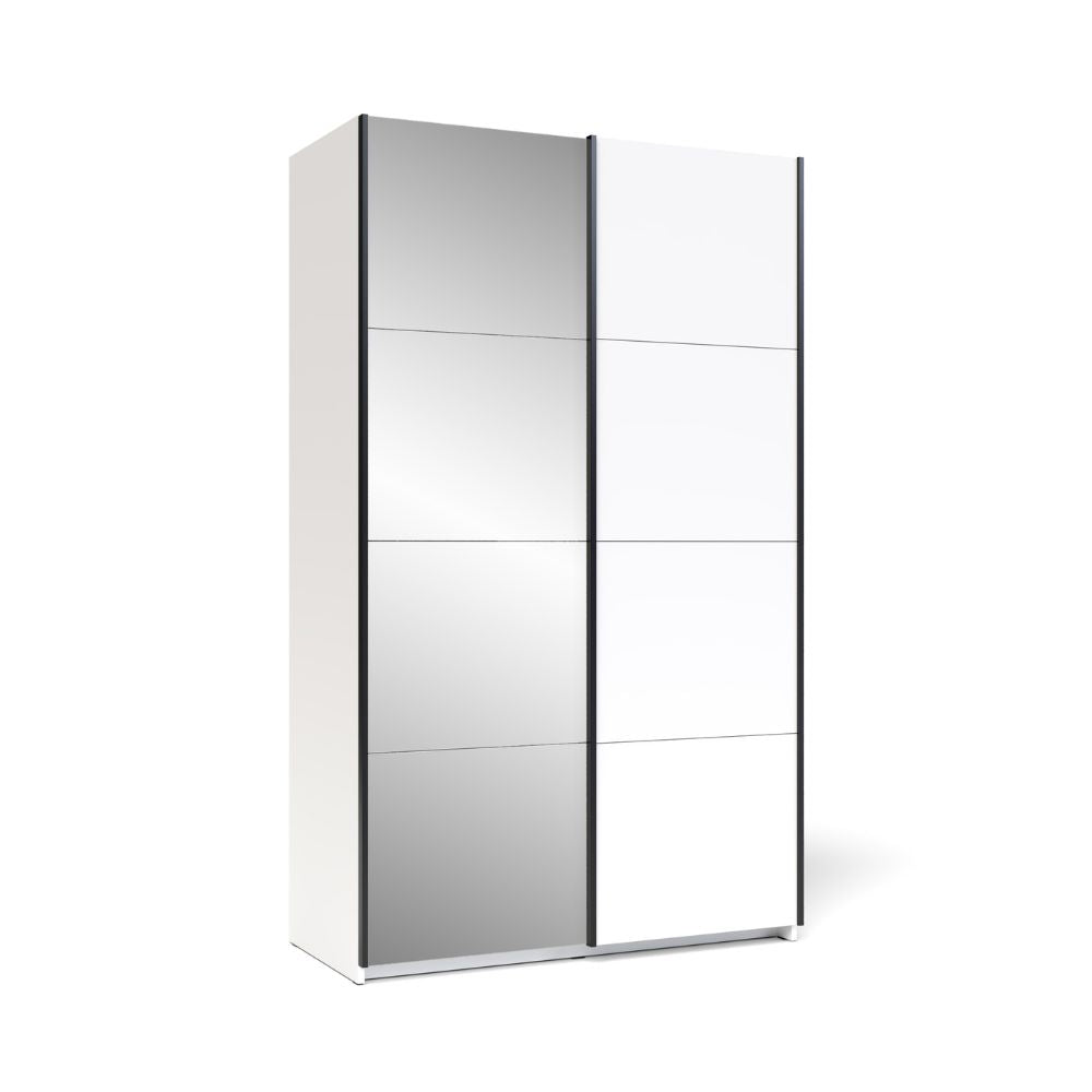 Armadio con ante scorrevoli colore bianco con specchio 120x205H cm - Bedos