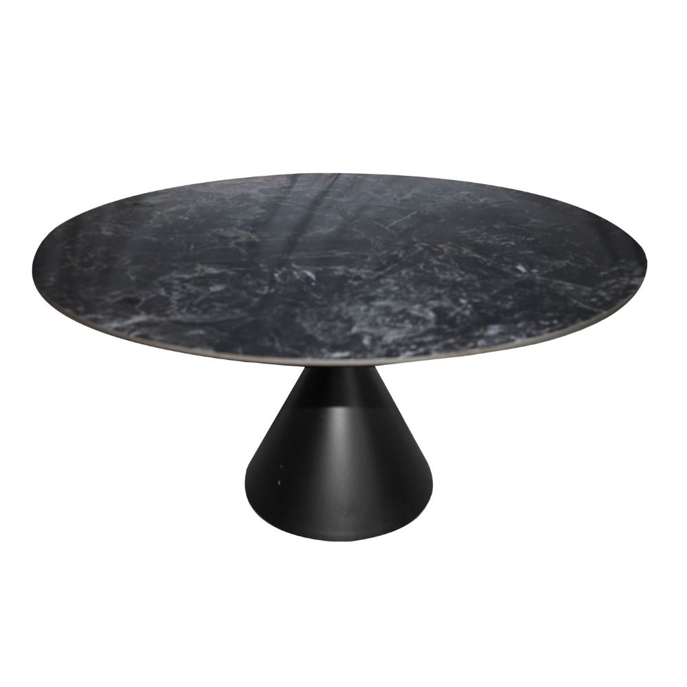 Tavolo rotondo con piano effetto marmo nero 150x150x76H Punto