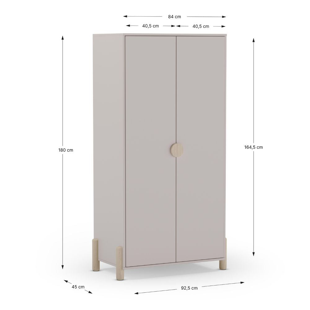 Kleiderschrank Enola 2 Türen aus beigem Holz 92,8x45x180 Eleganz und Funktionalität für Ihr Zuhause