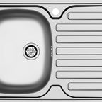 Évier à poser 1 bac et égouttoir à droite avec dosseret inox Mediterraneo801