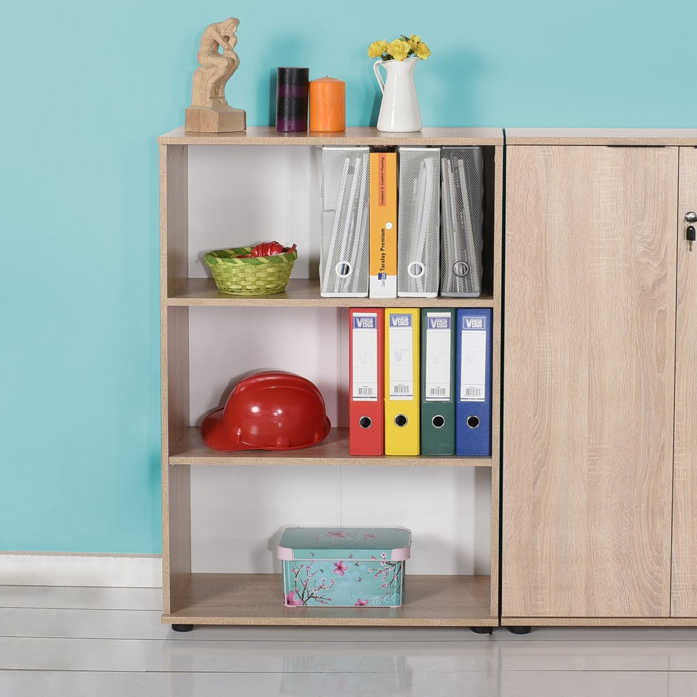 Libreria 109h cm in legno con tre ripiani colore rovere sonoma
