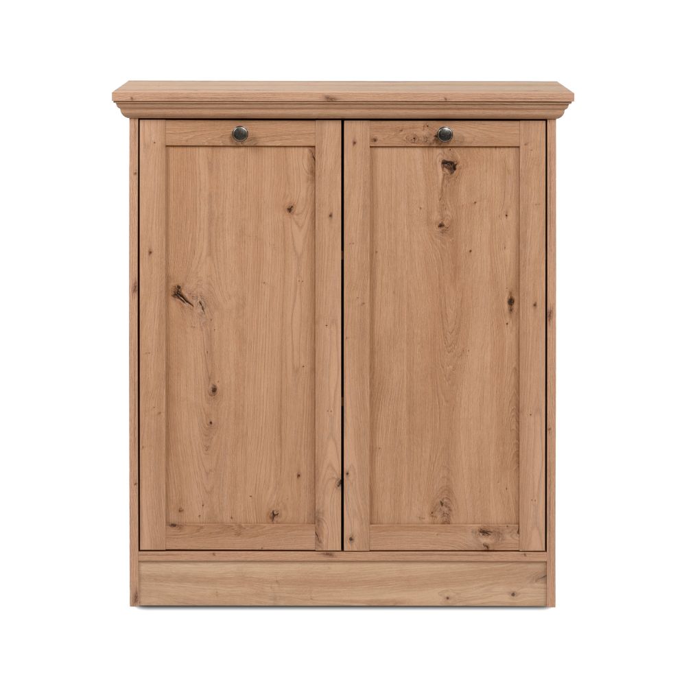 Madia con 2 ante e ripiani interni colore rovere anticato 80x90H cm - Tiberio