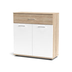 Mobile multiuso 2 ante e 1 cassetto colore bianco e rovere 80x35x84H Irys