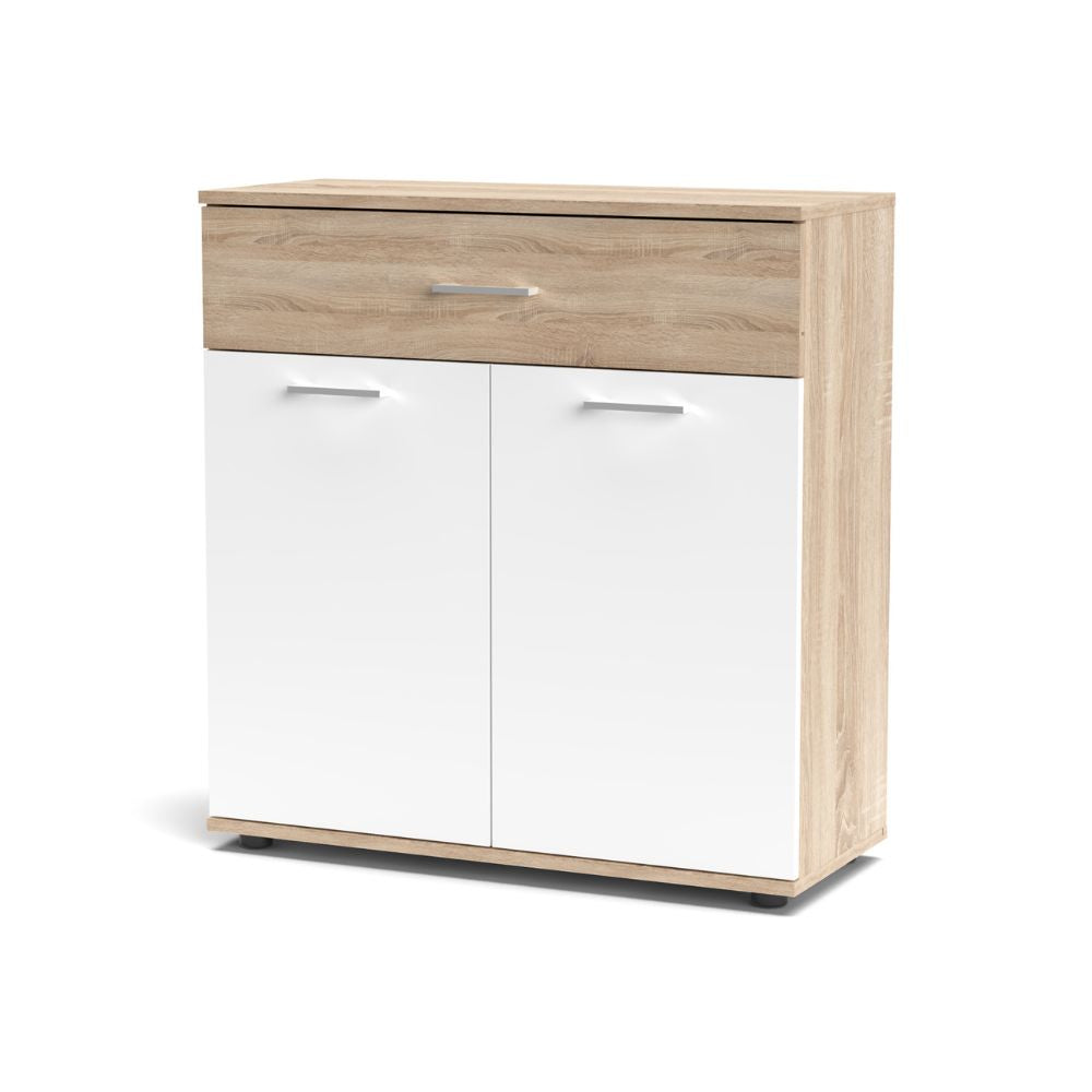 Mobile multiuso 2 ante e 1 cassetto colore bianco e rovere 80x35x84H Irys