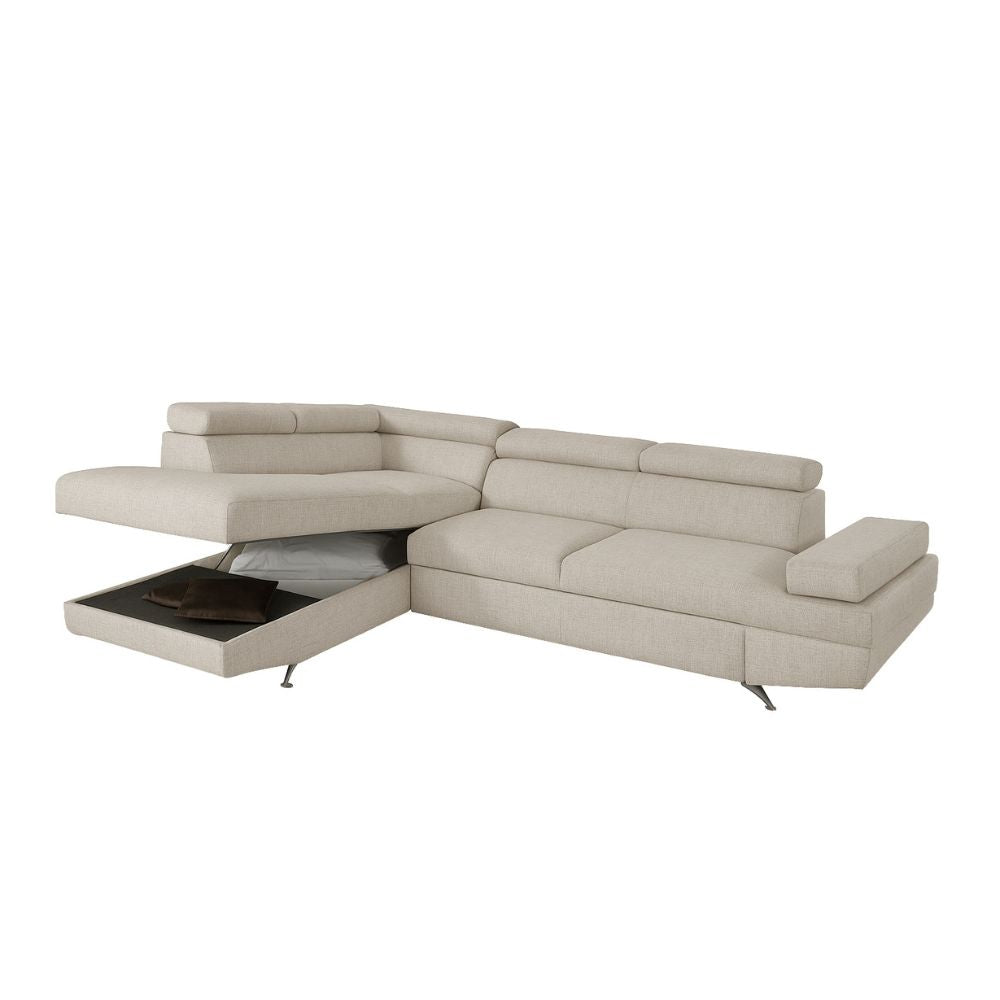 Divano angolare sinistro con letto estraibile beige 297x206x79 Julie