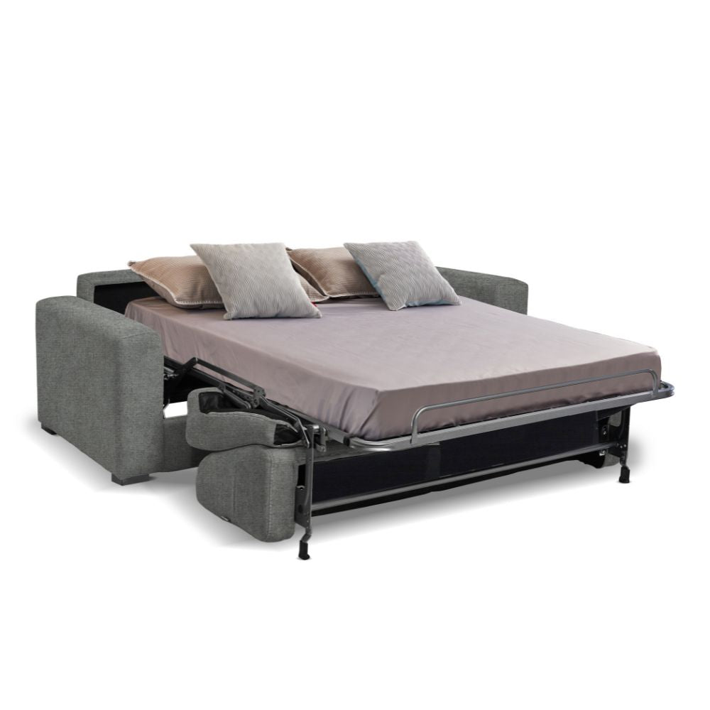 Divano letto 3 posti tessuto Barrel83 grigio 200x98x86h Kriog