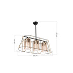 Lampada a sospensione 60 cm con 3 luci in metallo nero e corda